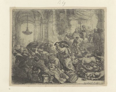 Kristus driver ut växlarna från templet Recueil de quatre-vingt-cinq estampes originales (serietitel) av Rembrandt van Rijn