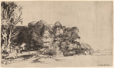 Trädklump med en Vista av Rembrandt van Rijn
