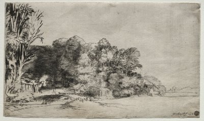 Trädklump med utsikt, 1652. av Rembrandt van Rijn