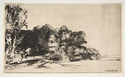 Trädklump med utsikt, 1652. av Rembrandt van Rijn