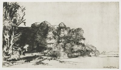 Trädklump med utsikt av Rembrandt van Rijn