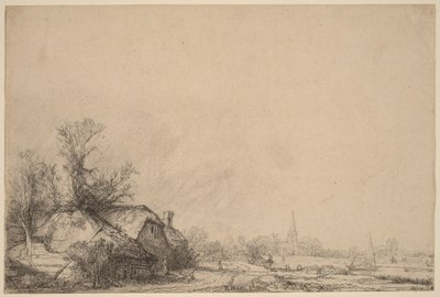 Stuga vid en kanal av Rembrandt van Rijn