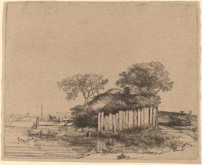 Stuga med vit blekning av Rembrandt van Rijn