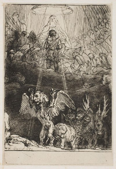 Daniels syn om de fyra vilddjuren av Rembrandt van Rijn