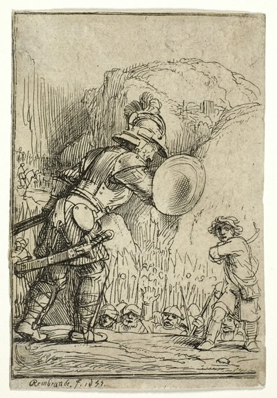 David och Goliat av Rembrandt van Rijn