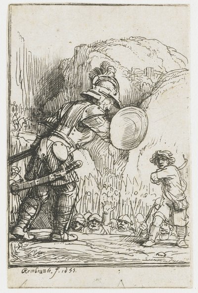 David och Goliat av Rembrandt van Rijn