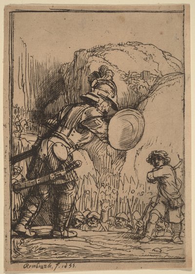 David och Goliat av Rembrandt van Rijn