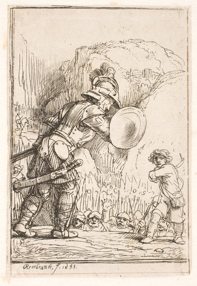David och Goliat av Rembrandt van Rijn