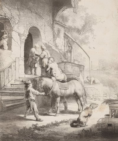 Den gode samariten. 1633 av Rembrandt van Rijn
