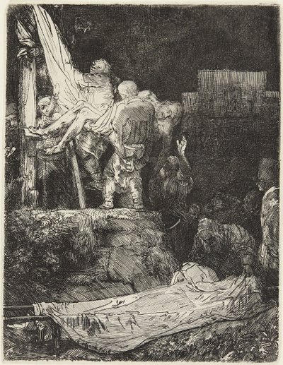 Nedtagningen från korset i fackelljus av Rembrandt van Rijn