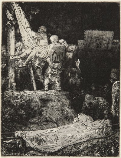 Nedtagningen från korset i fackelljus av Rembrandt van Rijn