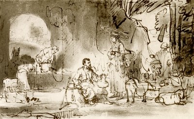 Eliezer och Rebecca vid brunnen av Rembrandt van Rijn