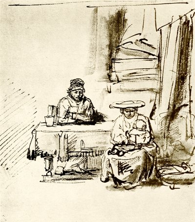 Familjens scen av Rembrandt van Rijn