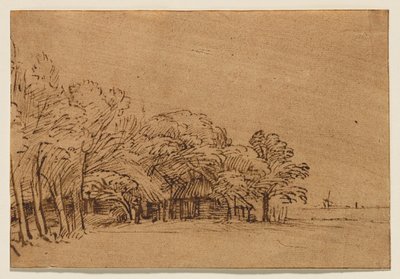 Gård under träd av Rembrandt van Rijn