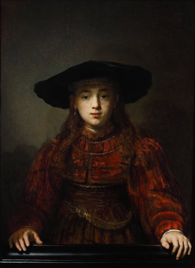 Flicka i en tavelram, 1641 av Rembrandt van Rijn