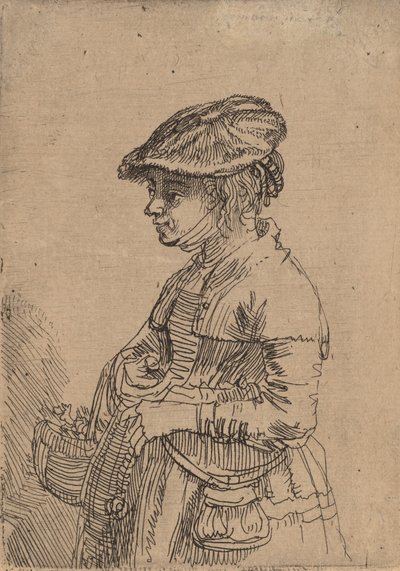 Flicka med en korg, ca. 1642. av Rembrandt van Rijn