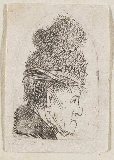 Grotesk profil: Mannen med den höga kepsen av Rembrandt van Rijn