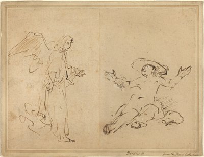 Hagar sitter vid fontänen av Rembrandt van Rijn
