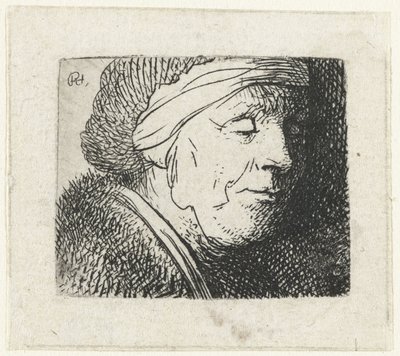 Huvudet av en gammal kvinna av Rembrandt van Rijn