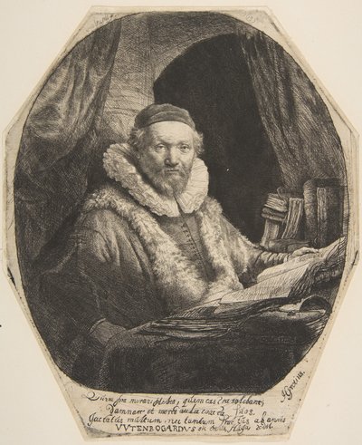 Jan Uytenbogaert. av Rembrandt van Rijn
