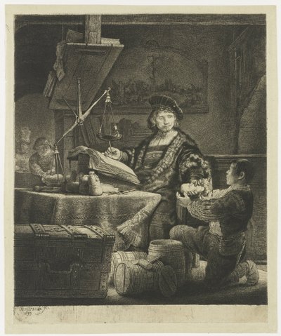 Jan Uytenbogaert, "guldvägaren" av Rembrandt van Rijn