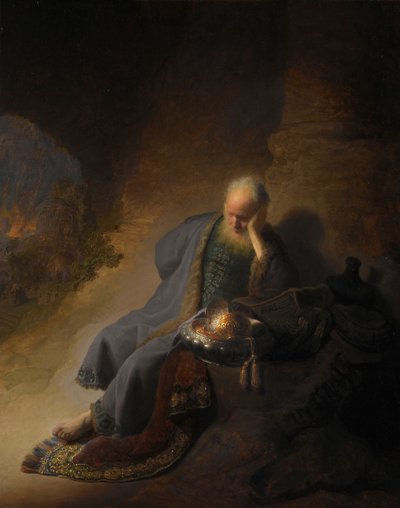 Jeremia beklagar Jerusalems förstörelse av Rembrandt van Rijn