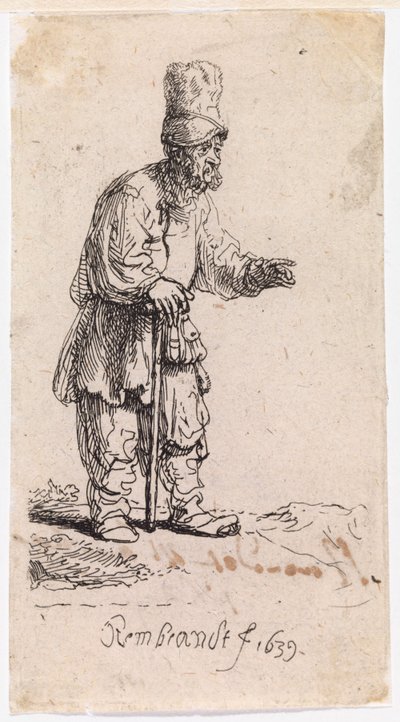 En jude i en keps med hög skärm av Rembrandt van Rijn