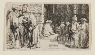 Judar i en synagoga av Rembrandt van Rijn