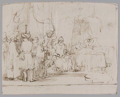 Josef berättar om sina drömmar för sina föräldrar och bröder av Rembrandt van Rijn