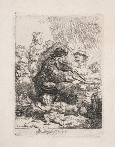 En kvinna som steker pannkakor av Rembrandt van Rijn