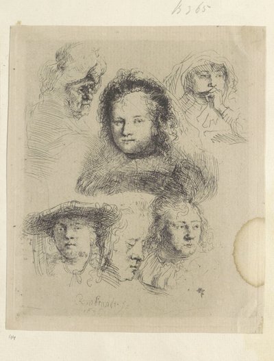 Kopstudies van Saskia en anderen Samling av åttiofem originaltryck (serietitel) av Rembrandt van Rijn
