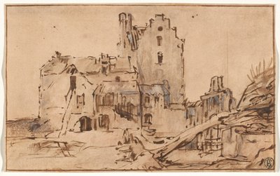 Kostverloren slott i förfall av Rembrandt van Rijn
