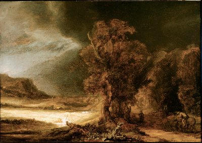 Landskap vid den barmhärtige samariten målning av Harmenszoon van Rijn dit Rembrandt (1606-1669) 1638 Sön. 46,5x66 cm Czartoryski-museet, Krakow, Polen av Rembrandt van Rijn
