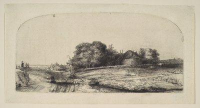 Landskap med en hölada och en fårflock, 1652. av Rembrandt van Rijn