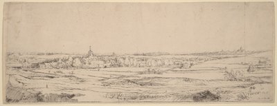 Landskap med utsikt mot Haarlem (Guldvägarnas fält) av Rembrandt van Rijn