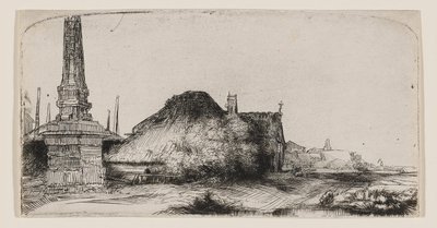 Landskap med en obelisk av Rembrandt van Rijn