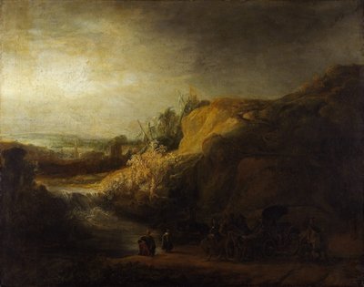 Landskap med eunuckens dop av Rembrandt van Rijn