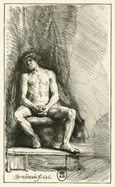 Man naken, sittande av Rembrandt van Rijn