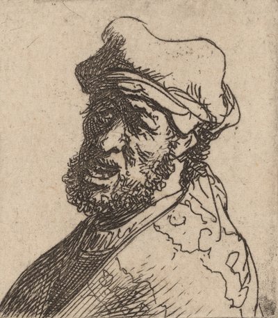 Man som gråter, tre fjärdedelar kvar, ca. 16301631. av Rembrandt van Rijn