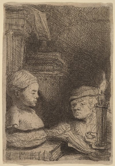 Man som tecknar efter en avgjutning av Rembrandt van Rijn