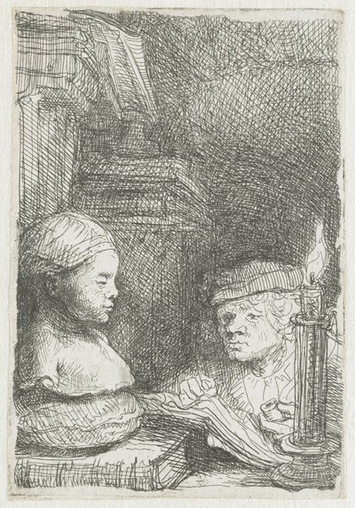 Man som ritar från en rollbesättning av Rembrandt van Rijn