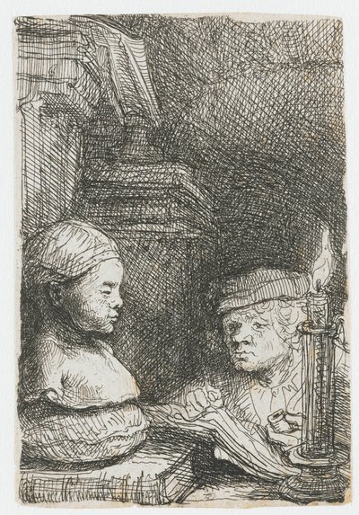 Man som tecknar efter en avgjutning av Rembrandt van Rijn