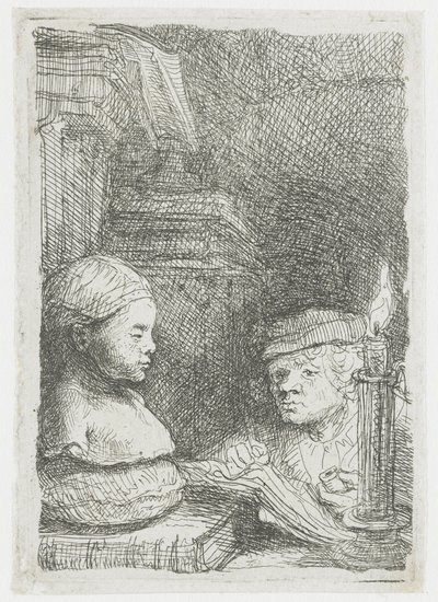 Man som tecknar efter en avgjutning av Rembrandt van Rijn