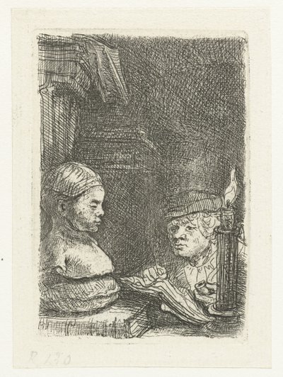 Man som tecknar efter en avgjutning av Rembrandt van Rijn