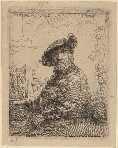 Man i en berså av Rembrandt van Rijn