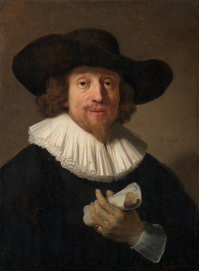 En man med ett notblad av Rembrandt van Rijn