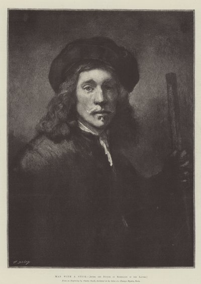 En man med en pinne av Rembrandt van Rijn
