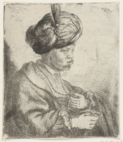 Man med turban, ca 1660-70 av Rembrandt van Rijn