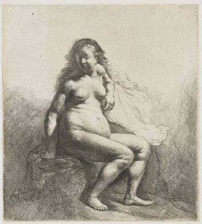 Naken kvinna på en hög Naken kvinna på en kulle av Rembrandt van Rijn
