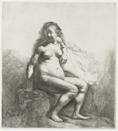 Naken kvinna på en kulle av Rembrandt van Rijn